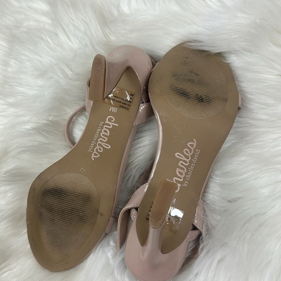 Charles David Nude Patent Strappy Geometric Heels 8 - Picture 7 of 9